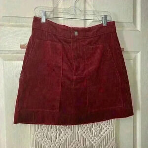 H&M Burgundy Corduroy Mini Skirt